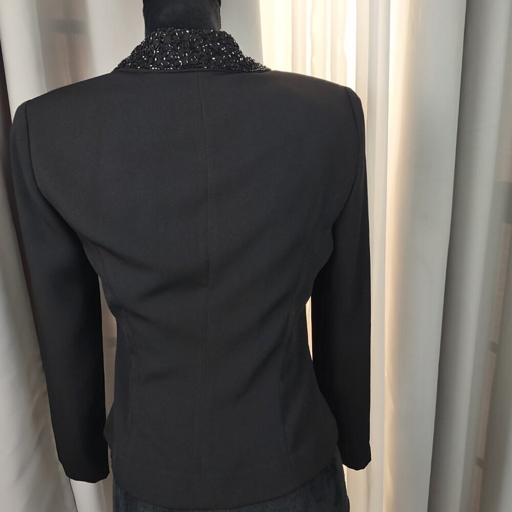 Jessica Howard Black Beaded Collar 2 Pc Pant Suit Formal Career Petite 4 - Picture 2 of 14